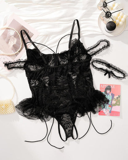 Plus Size Sheer Lace Bodysuits