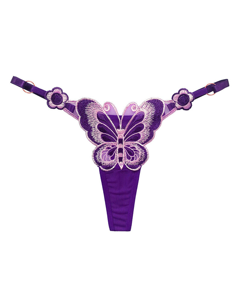 Sexy Butterfly Embroidered Low-rise Thong