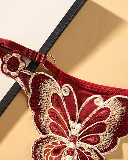 Sexy Butterfly Embroidered Low-rise Thong