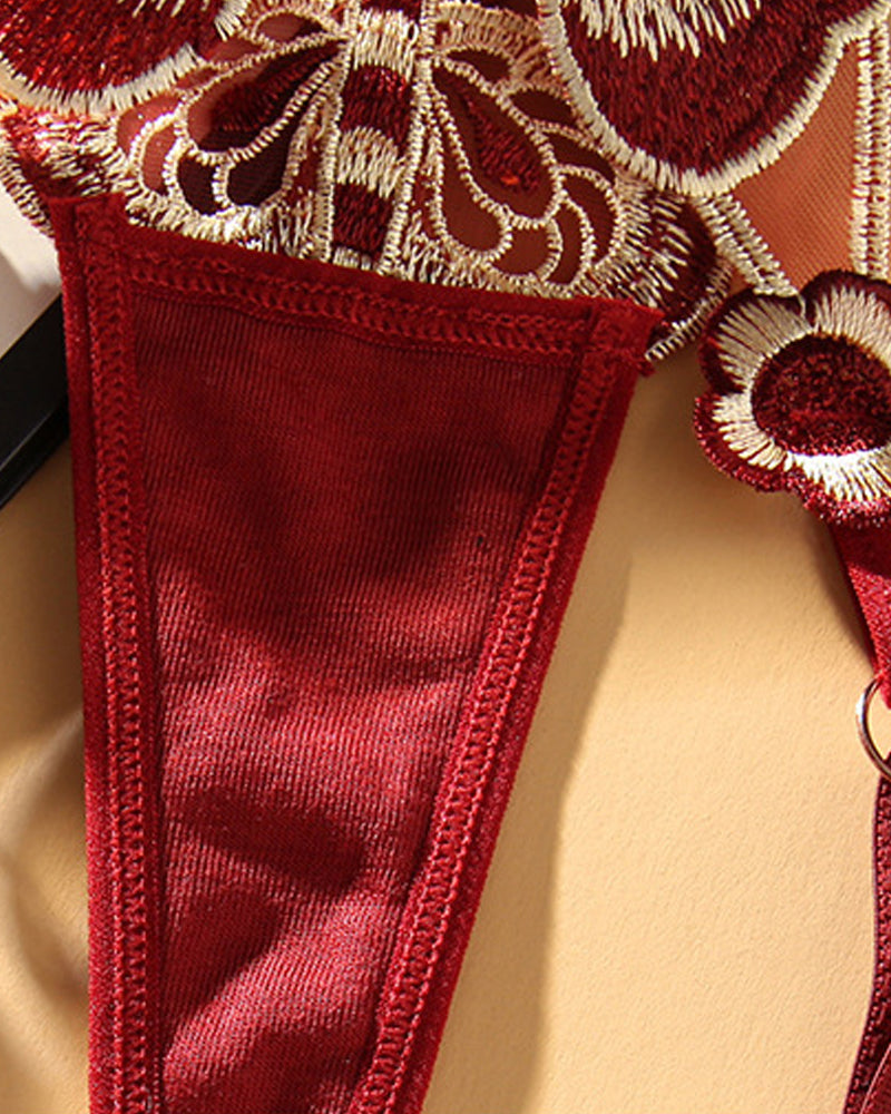 Sexy Butterfly Embroidered Low-rise Thong